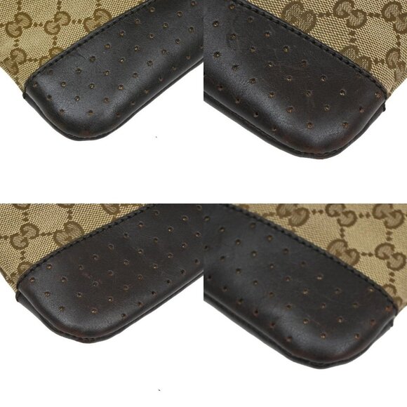 GUCCI Logo GG Pattern Crossbody Shoulder Bag Canvas Leather Brown Italy - Picture 14 of 16